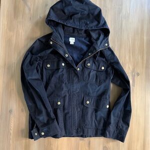 J. Crew Navy Hooded Jacket- Size Medium